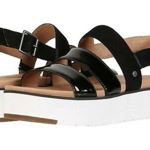 Ugg Braelynn Black Patent Leather/Suede Sandal